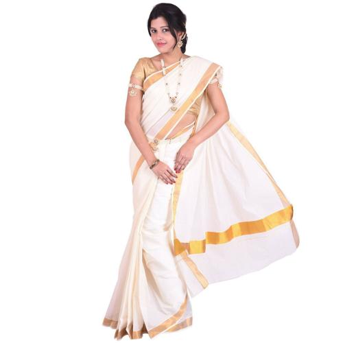 Fashionkiosks Women Vishu Onam Kerala Kasavu Saree