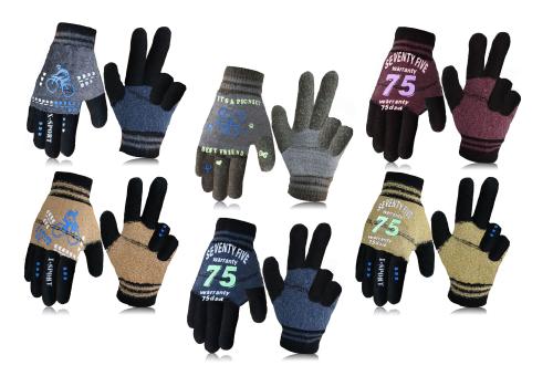 Akido Baby Boy's & Baby Girl's Soft Woolen Winter Warm Kids Printed Gloves Free Size Pack of 6 (4-10 Years)