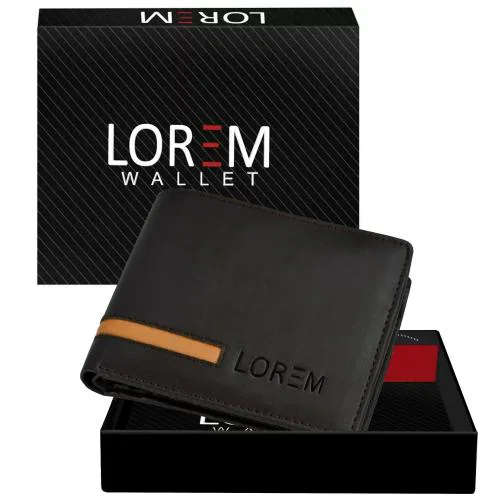 LOREM Brown Designer Bi-Fold Faux Leather ATM Card Slots Wallet For Men WL43