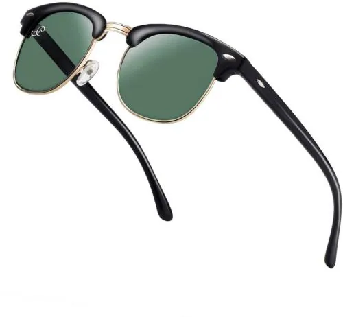 PIRASO UV Protection Clubmaster Full Frame Green Sunglasses (Men and Women) - L