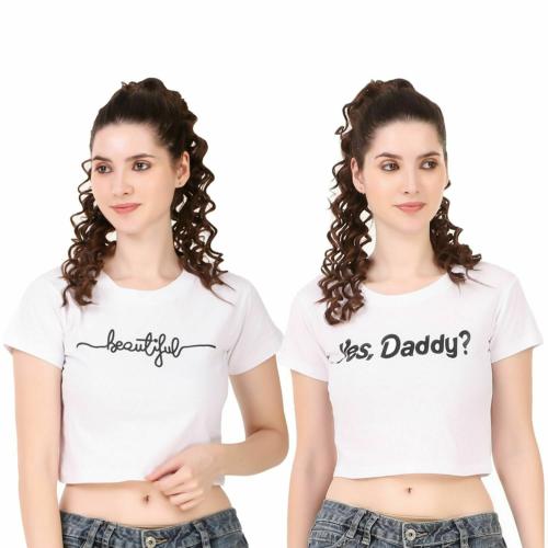 Vanghee crop tops for women | Summer Top | Half Sleeve Crop Top | Pack of 2 crop top | Breathable Fabrice Round Neck