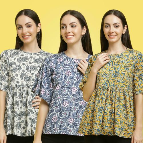 Poshyaa Tops for women western wear party wear tops for women crepe stylish combo pack 3 s to xl size