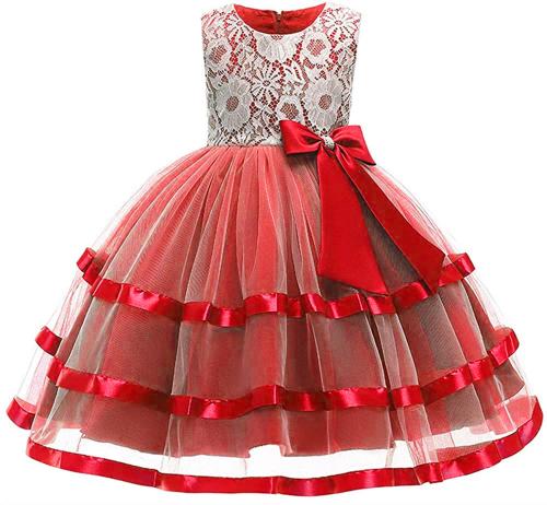 My Lil Princess Kids Two Tone Red Dress for Girls