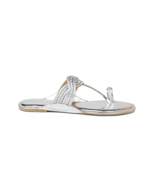 Design Crew Silver Flat Sandals