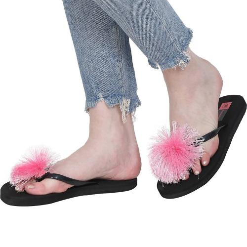 Footspring Girls Flip Flop Slippers (Black)