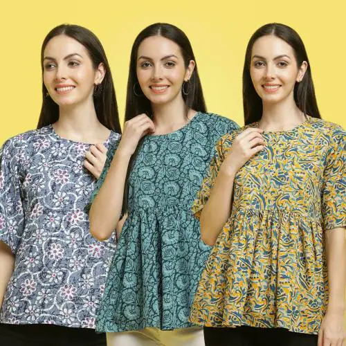 Poshyaa Tops for women western wear party wear tops for women crepe stylish combo pack 3 s to xl size