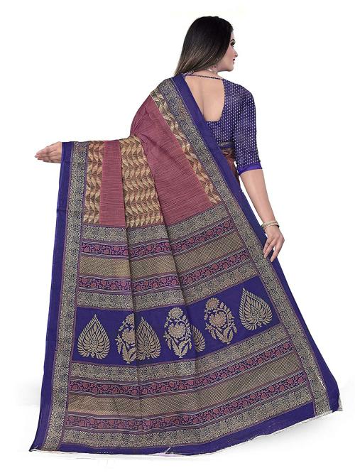 Areum Women Pink Floral Pure Cotton Saree