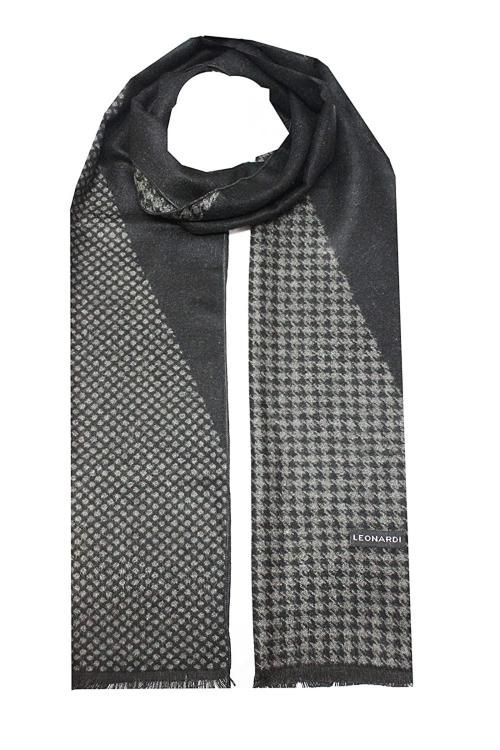 Leonardi Men Grey and Black Checks Viscose Bow Tie