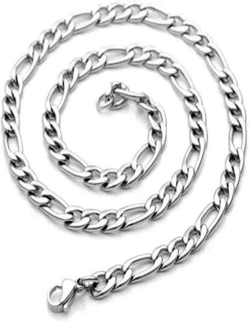 Buy VIEN Silver Tone Figaro Chain Stainless Steel Neck Chain for Men