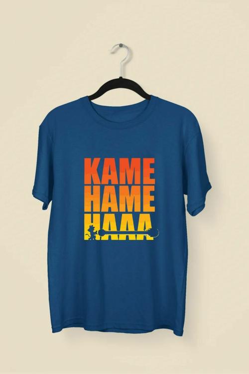 Wild Punk Kame Hame Haaa 100% Cotton Unisex Premium Printed Tshirt (Navy)