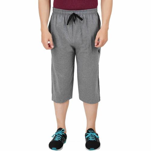 Feel Track Men Grey Solid Pure Cotton Three Fourths Short (4Xl)