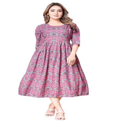 YANKA HUB Women's cotton Maternity Dress/Pregnancy Dress/Easy Breast Feeding/Breastfeeding Dress/Western Dress with Zippers for Nursing Pre and Post Pregnancy. [Pink] Size: Medium Pack Of 1