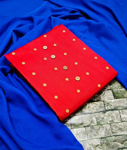 sukhnath creation Women Blue, Red Jacquard Kurta & Churidar Material
