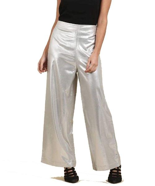 SriSaras Women Silver Poly Cotton Shimar Palazzo - Free Size (pack of 2)