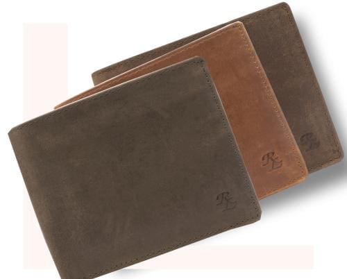 Rustic Leather Hunter Leather Wallets for Men Brown