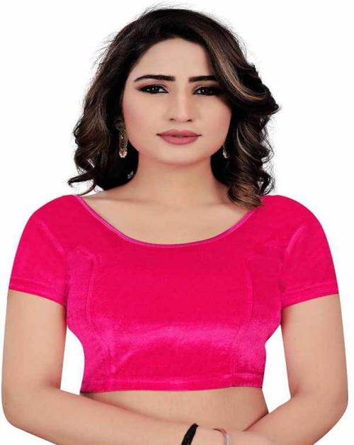 SOMSHELL Women's Velvet Sretachble Readymade Blouse For Saree (Pink) - Size: Small