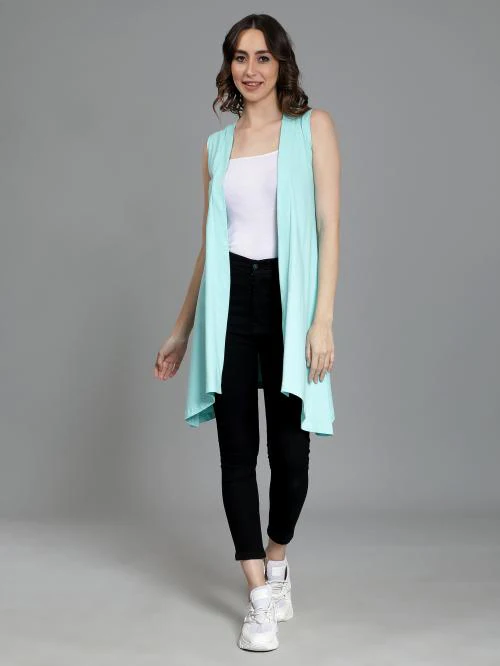 Nimble Mint Long Shrug with Cut Sleeves