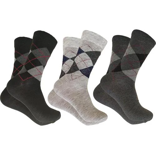 Cotson Men Argyle Organic Cotton Socks (Pack Of 3 Pairs)