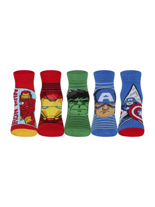 Supersox Disney Avenger Ankle Length Socks Collection for Kids Pack of 5 (3-4 Years)