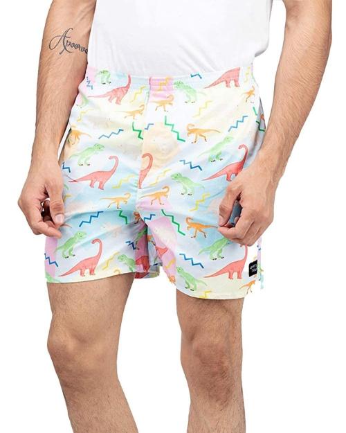 Whats Down Men Multicolor Digitally Printed Pure Cotton Dino Boxers - L
