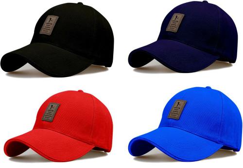 ALAMOS Unisex Black,Navy Blue, Red, Light Blue Ediko Cotton Pack of 4 Baseball Cap