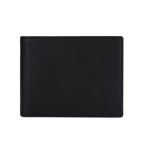 The Clownfish Black Leather Bi-Fold Wallet For Men