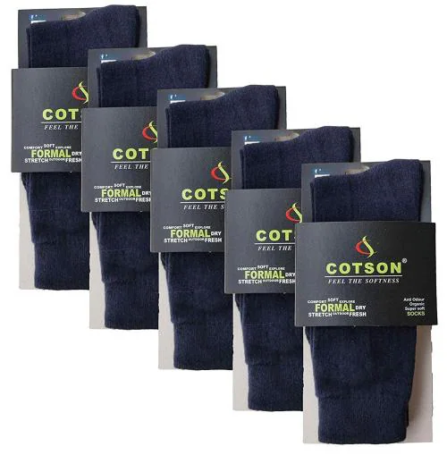 Cotson Premium Bamboo SuperSoft Odour Control Men Formal Socks -Pack of 5 Pairs-Navy-Free Size (7-11)