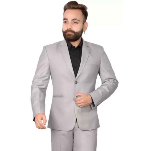 World Wise Wear Men Solid Single Breasted Festive Blazer (Grey) Size-L