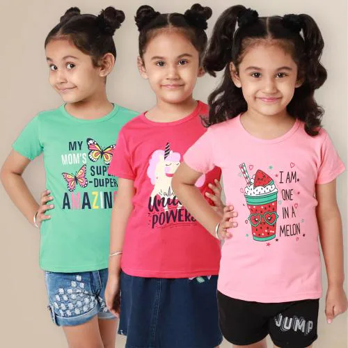 Little Zing & Beautiful Cotton T-Shirts for Kids & Girls ||Charming Prints Kids & Girls' Cotton T-Shirts ||Kids T-shirts with modern graphics