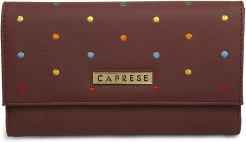 Caprese Women Maroon Genuine Leather Casual Clutch (3 Card Slots)