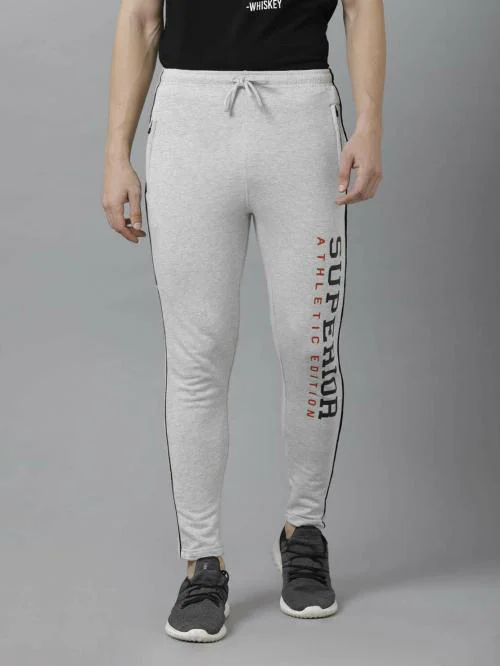 MADSTO Men Grey Printed Cotton Blend Track Pants SIZE-XXL