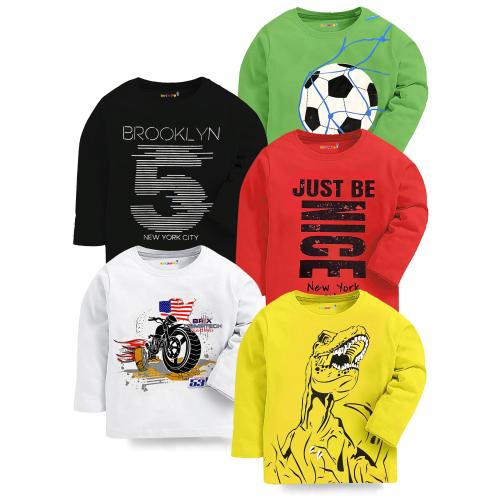 KUCHIPOO Boys Multi Color Printed Cotton Blend Pack of 5 Tshirts | Boys Tshirt | Kids Wear | T shirt for Kids | T shirt for boys | Boys t tshirts