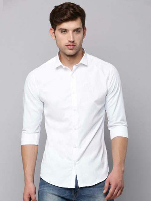 SHOW OFF Men's White Self Design Cotton Shirts
