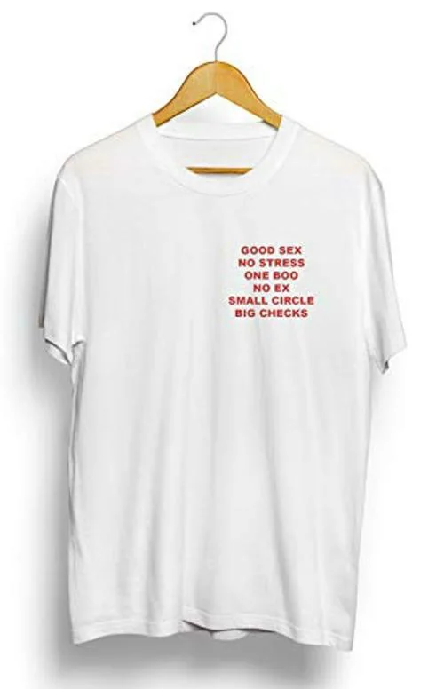 Hashtruck Men And Women White Cotton Good Sex No Stress T-Shirt (2Xl)
