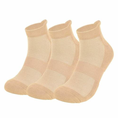 Mush Bamboo Ultra Soft, Anti Odor, Breathable, Anti Blister Ankle Socks for Men & Women for Running, Sports & Gym (Pack of 3 Beige)