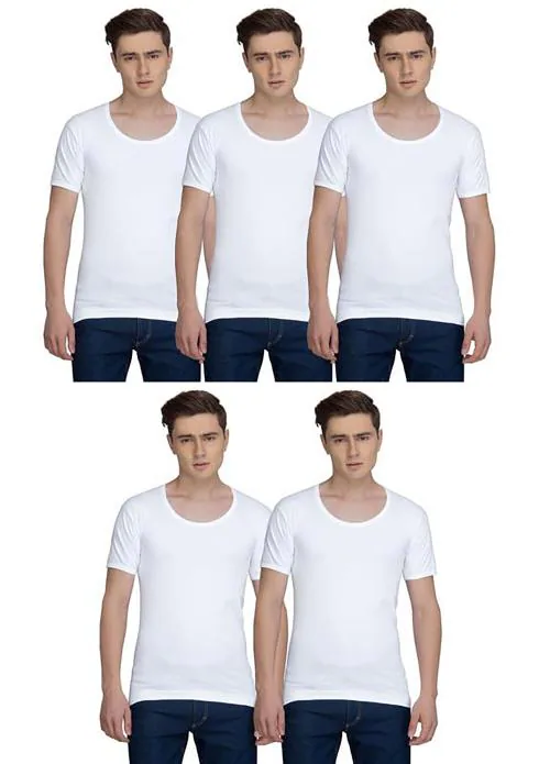 ESSA Mens Cotton Vest White Slim Fit (5Pcs)_100CM Or L