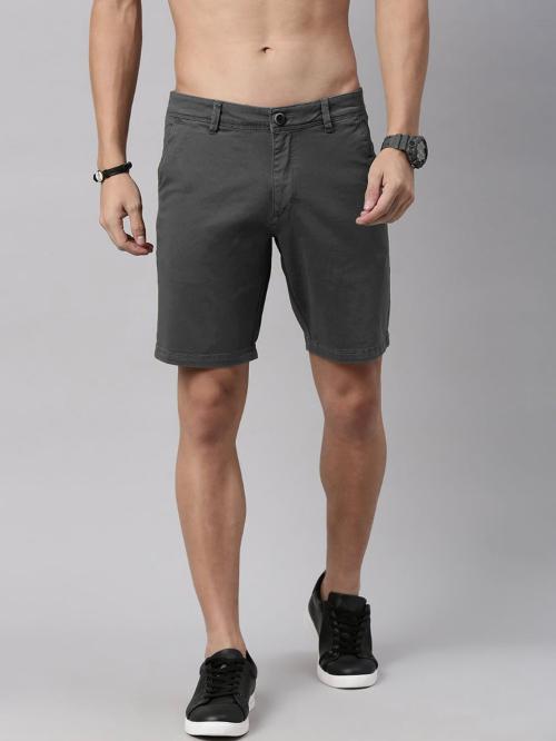 Buy Sarona Solid Men Dark Grey Chino Shorts Online at Best Prices in