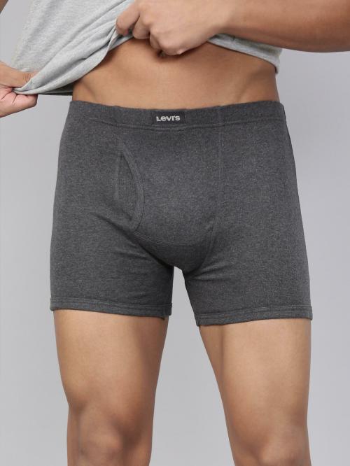 Levi's Men's Dark Grey Melange Solid Cotton Trunks
