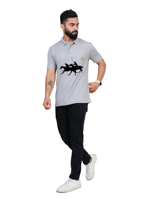 Tajnan Printed Polo T-shirt Grey