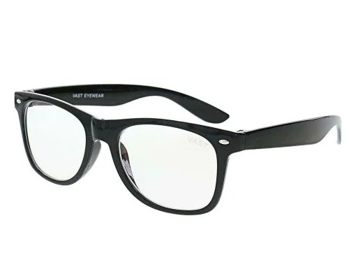 Vast Blue Cut Computer Glasses for Eye Protection Zero Power, Anti Glare & Blue Light Filter Glasses UV Protection Specs for Men & Women TR90 Frames & CR39 Blue Cut Lens (Black) Big