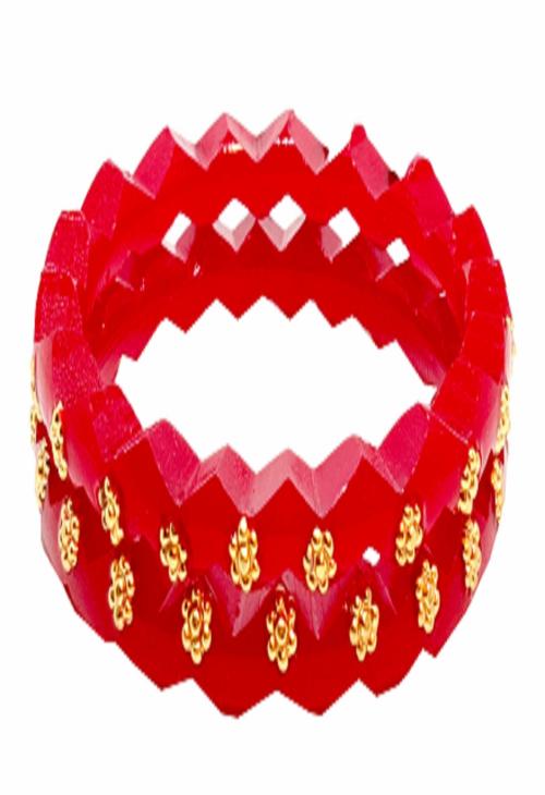 Buy BOVZEN Gold Plated Acrylic Bengali Bangle Multicolor Set of 2 (22