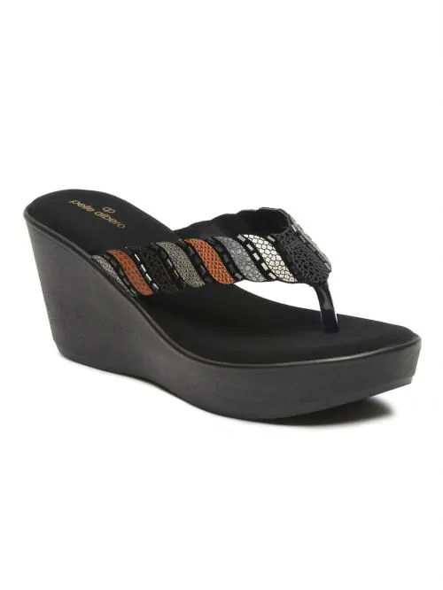 Pelle Albero Black wedges sandal For Women