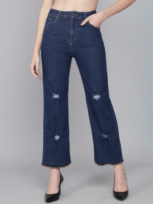 Kotty Women Blue Self Design Denim Jeans