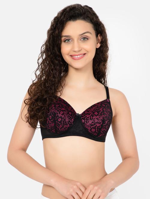 Clovia Black Solid Lace Full Coverage Bra