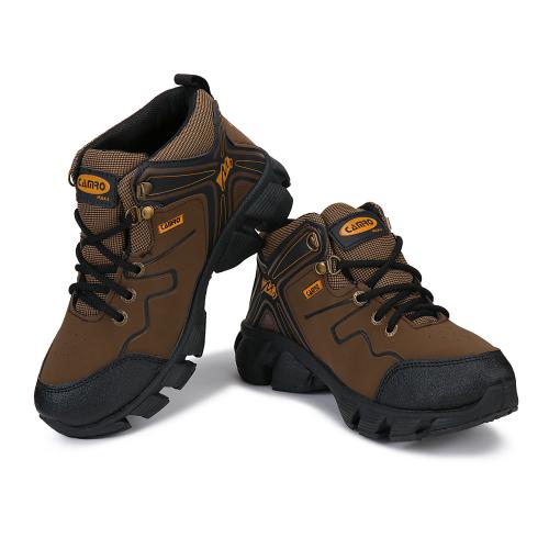 CAMRO Hulk-03 Lace Up Brown Ankle Boots, Rexine Upper & PVC Sole for Trekking, Hiking & More