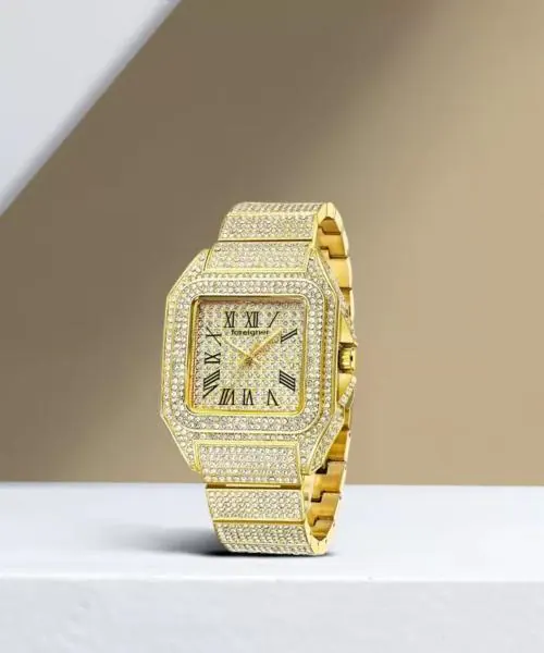 foreigner fully Safari Diamond Gold premium luxury Analog Watch Analog Watch - For Men frg180d ( Gold)