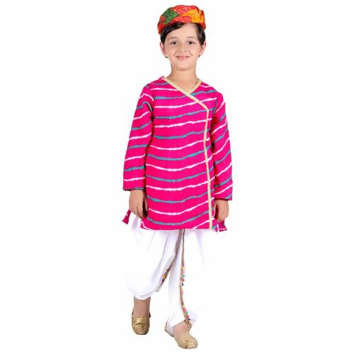 ITSMYCOSTUME Rajasthani Dress For Boys Kids Indian States & Folk Dance Costume Red-White