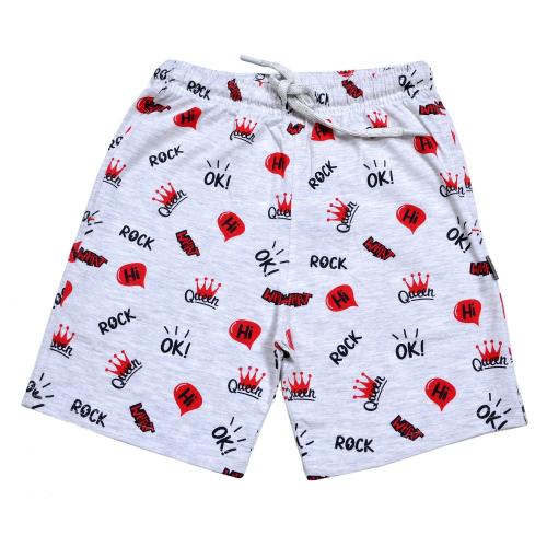 KARIBY Girls' Fancy Cotton Short Pants All Over Print with Pockets (Ecru Melange) (9 TO 10 YR)