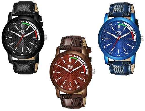 SWADESI STUFF Analogue Multicolor Dail Watch For Men- (SDS 116 BLU BLK BROWN)