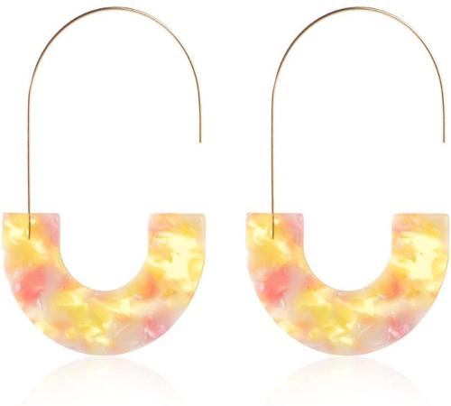 ARZONAI semicircular pendant earrings Acrylic Acetate Stud Earrings Fashion Street Shoot Metal Stud Earring